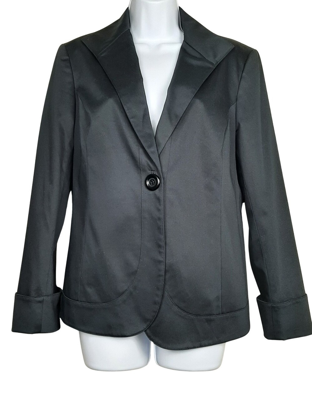 Lafayette 148 New York Black Cotton Blazer Size 8